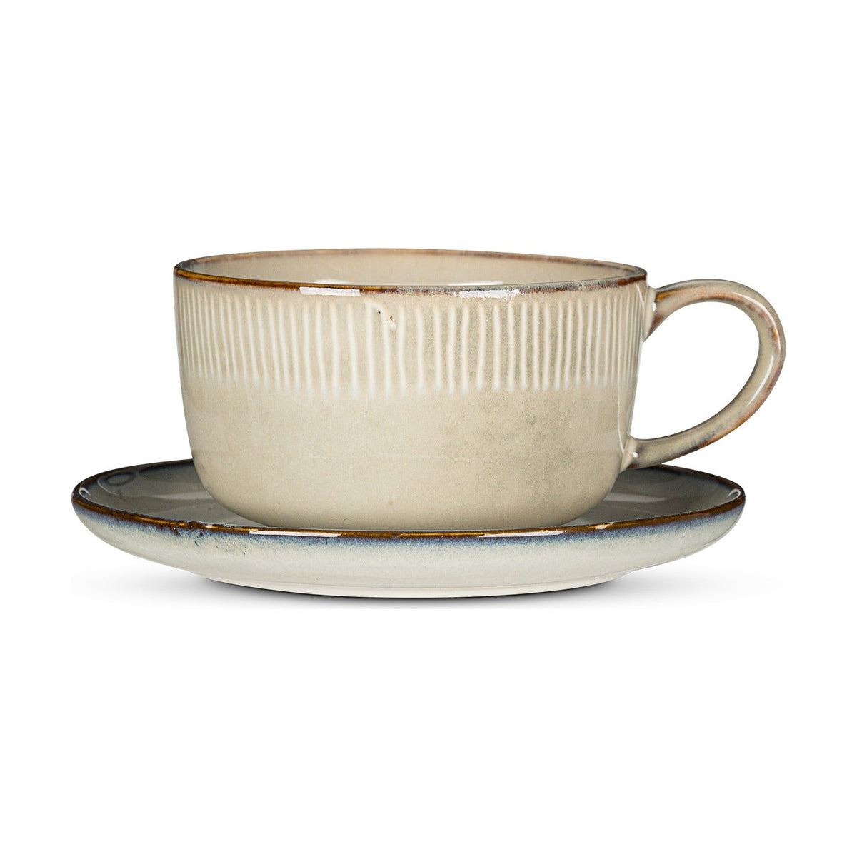 Malia Oversized Fluted Cup and Saucer - Cream