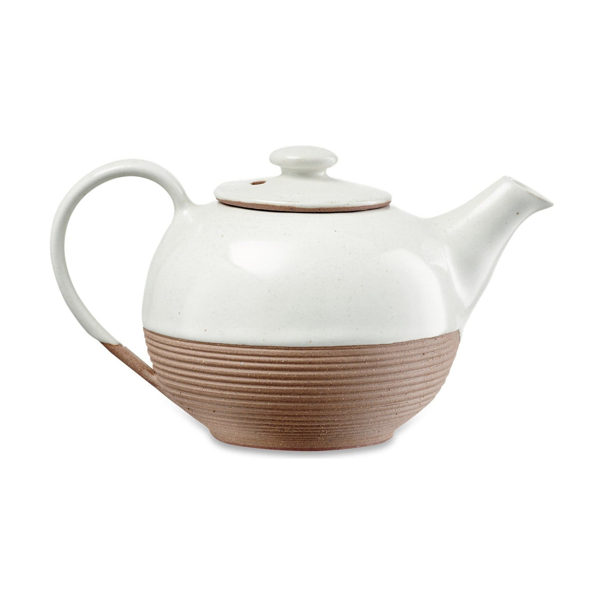 Mali Ribbed Teapot - White & Terracotta