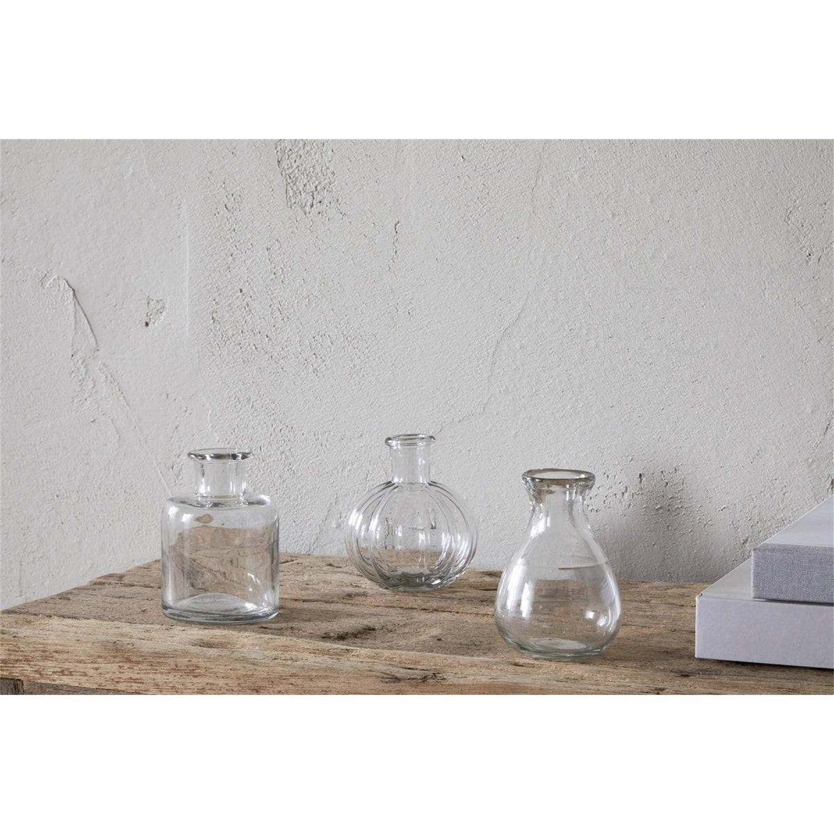 Mayumi Recycled Glass Bud Vases - Clear - Set of 3