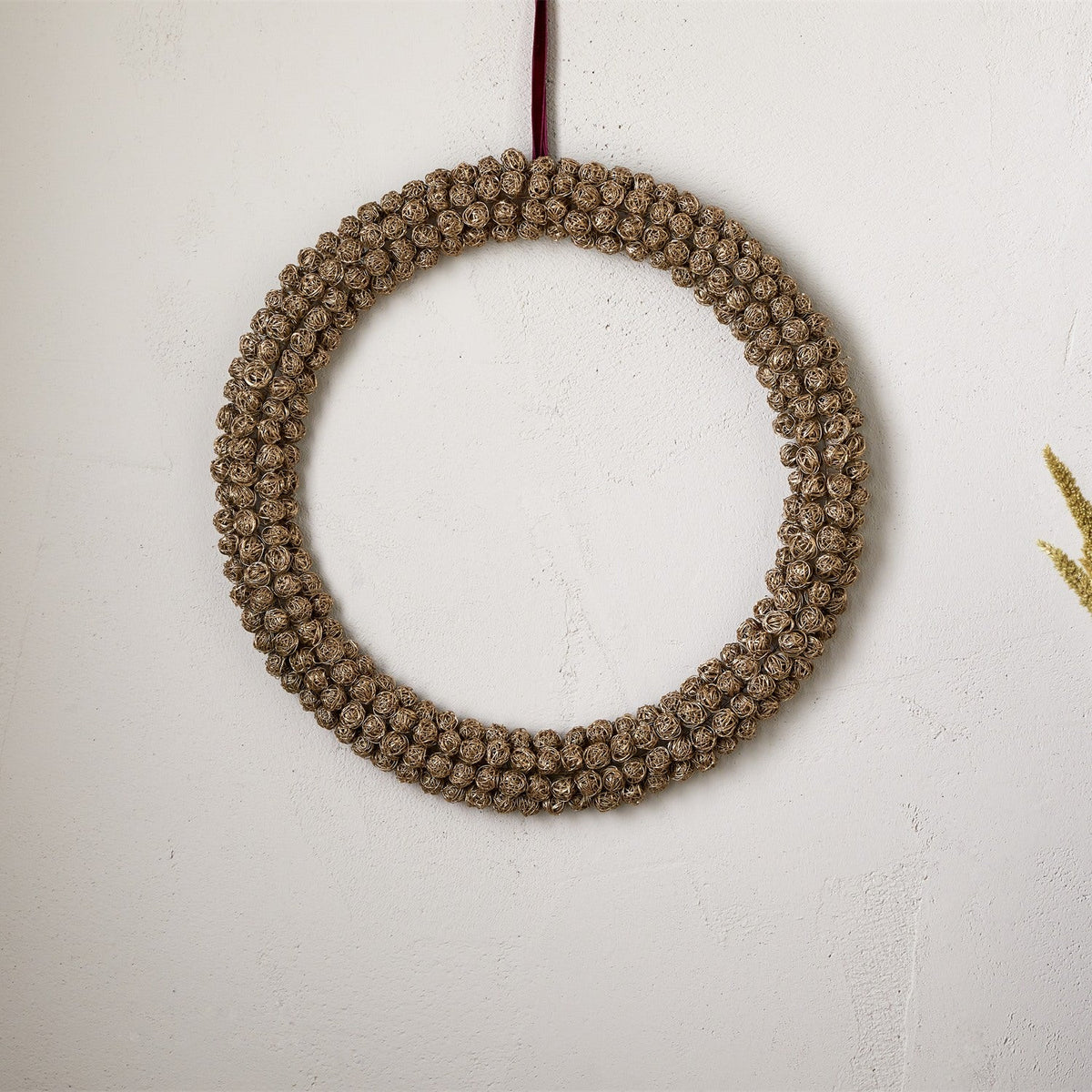Madhi Large Wire Ball Christmas Wreath - Brass