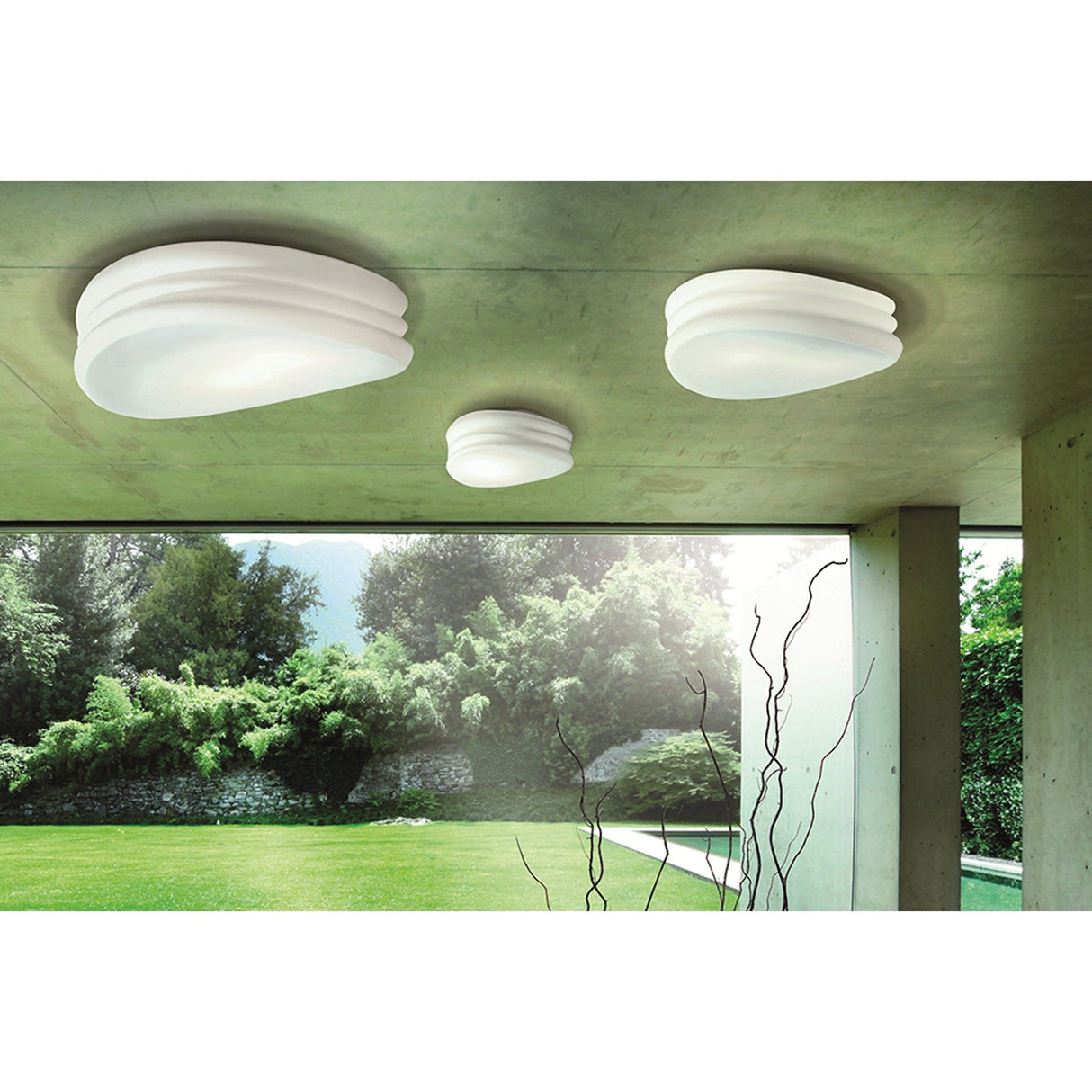 Mediterraneo 2 Light Glass Wall/Flush Ceiling Light - White