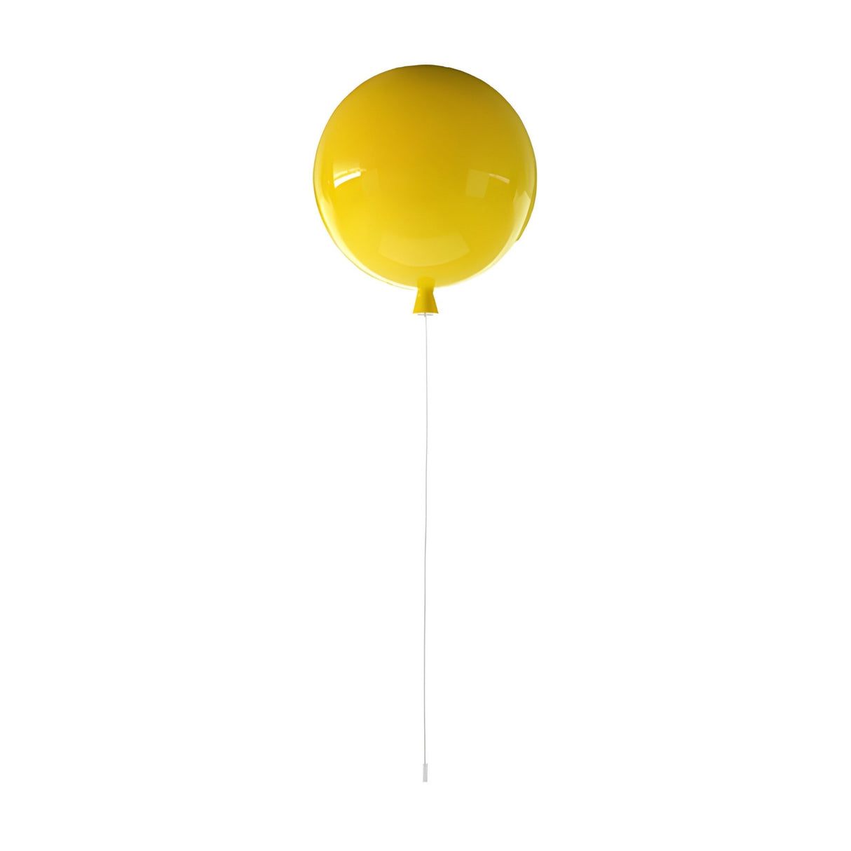 A single yellow balloon floats against a white background, echoing the vibrant color options of the Memory Ceiling Light—a balloon-inspired fixture.