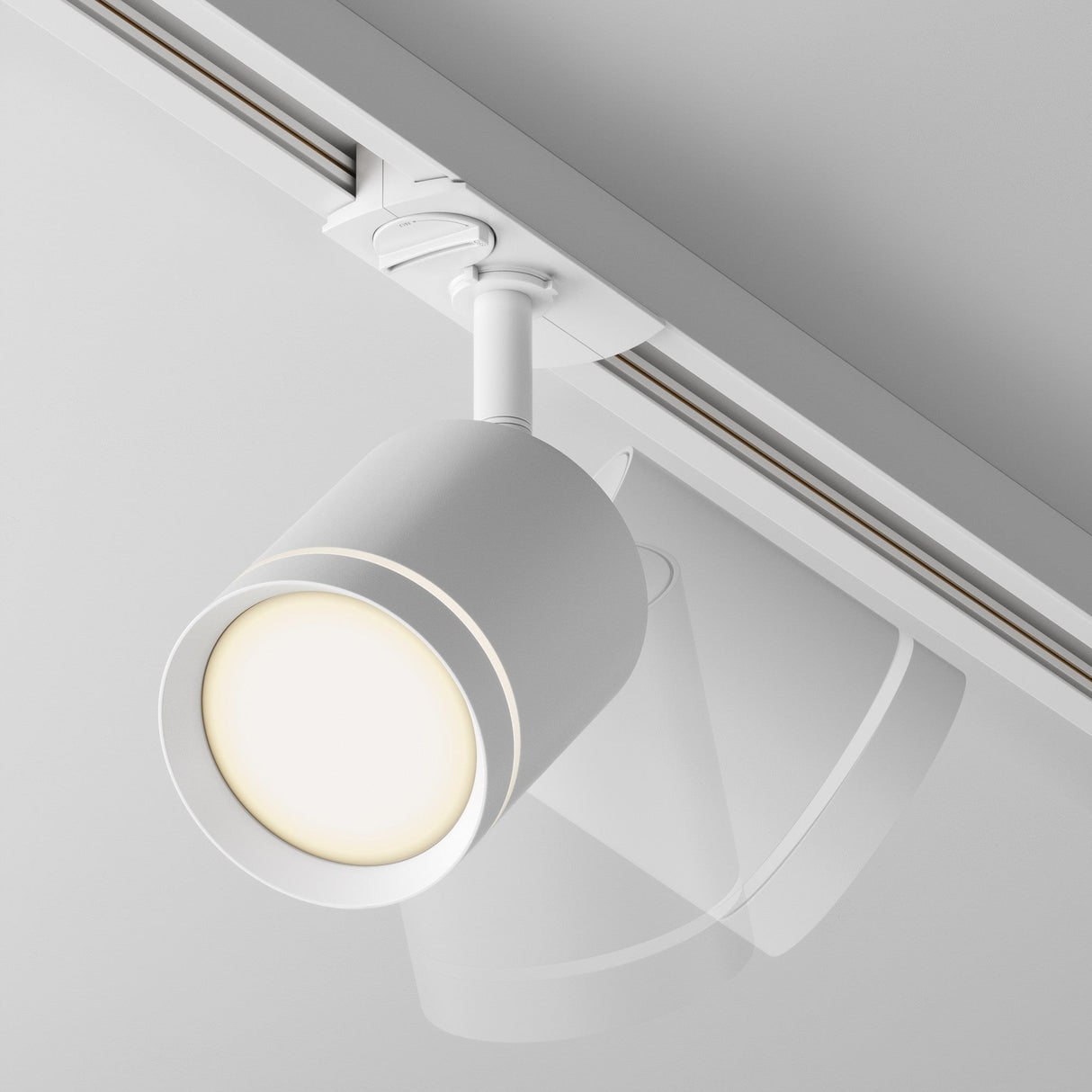 Mobility and control features of Orlo LED Single Phase Unity Track Spotlight in White, ideal for flexible track lighting in modern interiors.