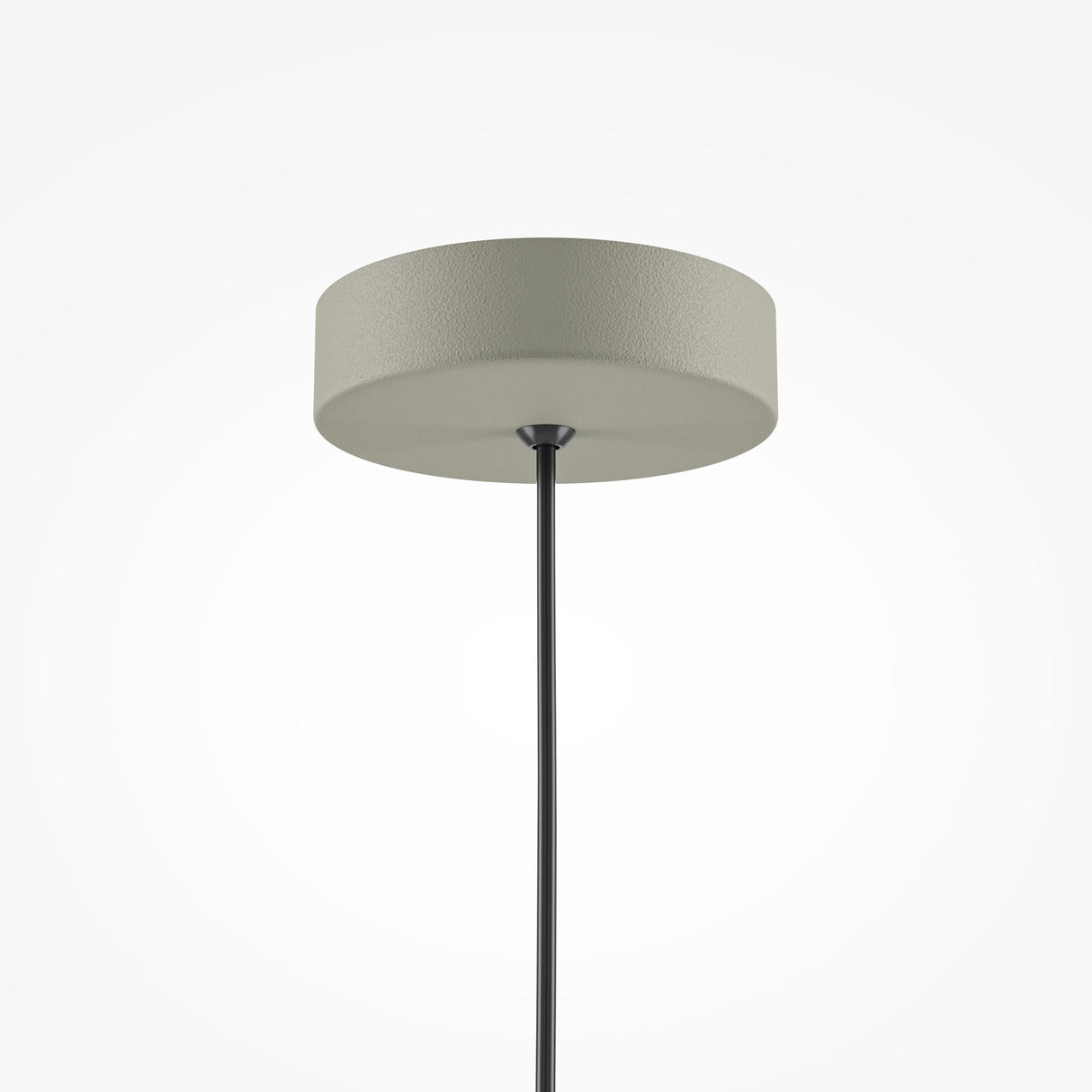 The Basic Colors Cone Pendant Light - Grey features a minimalist design with a textured round base, grey shade, and slim black suspension rod. Set against a white background, it perfectly suits any modern interior.