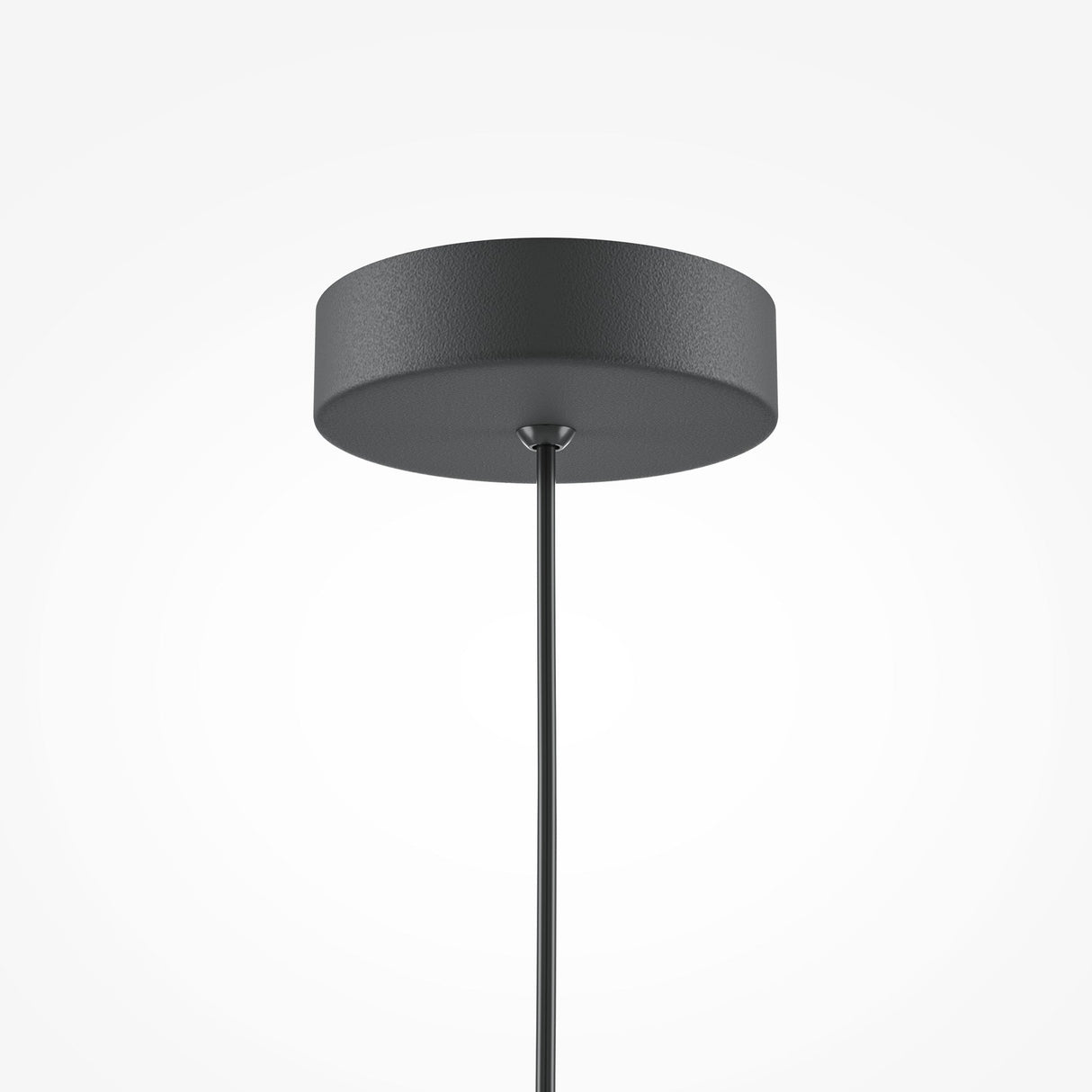 The Basic Colors Dome Pendant Light in black boasts a sleek minimalist design with a cylindrical base and thin rod. Set against a white background, its an ideal addition to any modern interior lighting scheme.