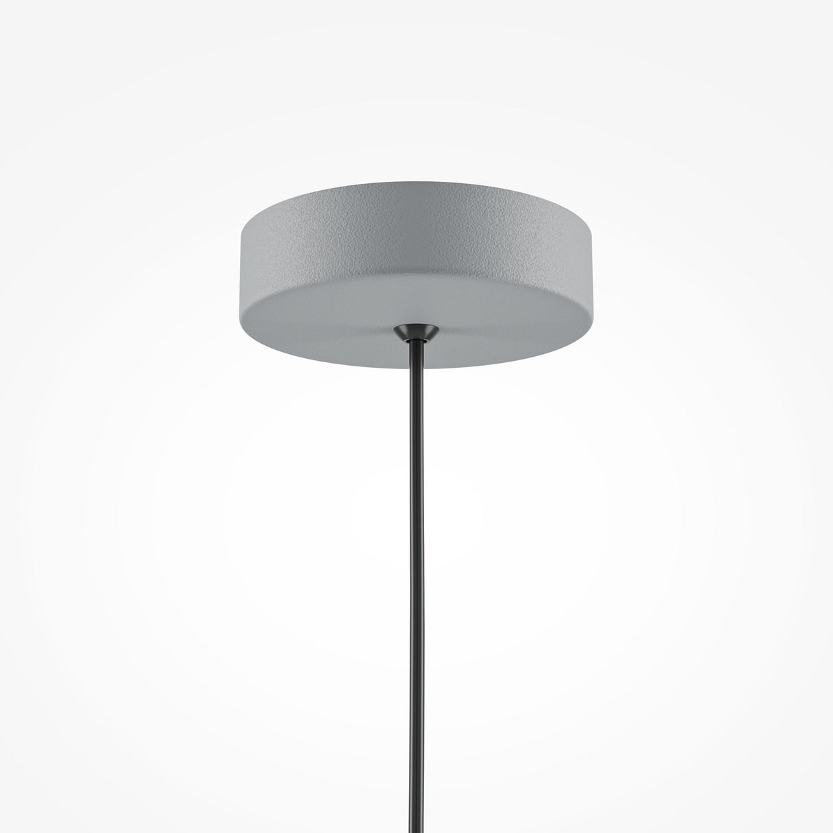 Close-up of the Basic Colors Dome Pendant Light in matte grey, featuring a sleek dome with a cylindrical base and thin downward rod. The modern design perfectly complements contemporary interiors against a simple white background.