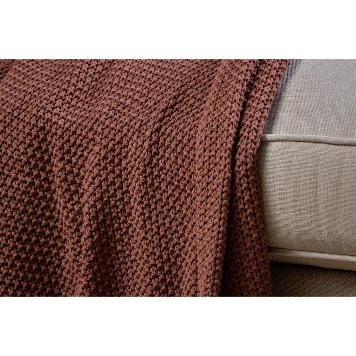 Nahan Moss Stitch Cotton Throw - Rust