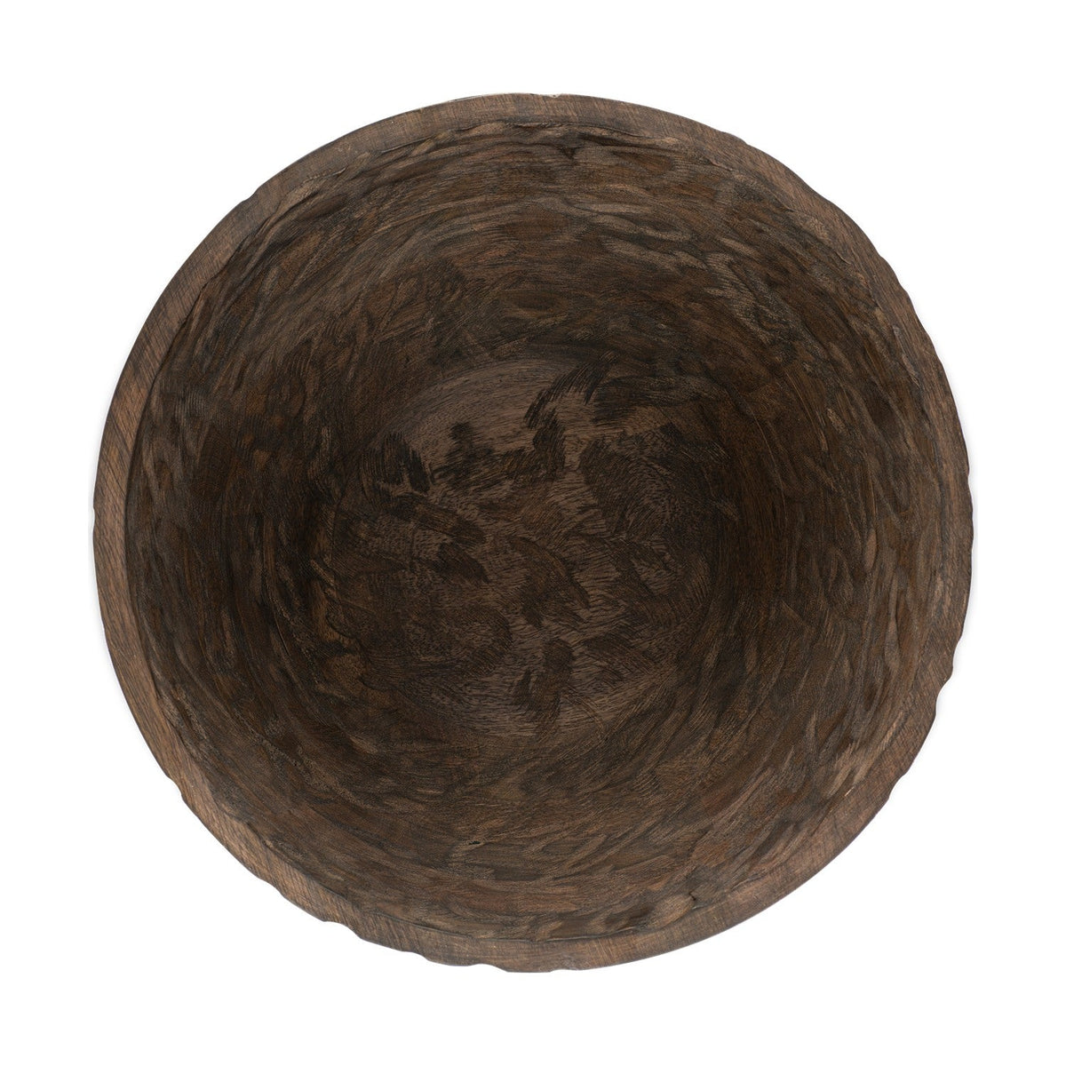 Nyati Large Mango Wood Serving Bowl - Dark Brown