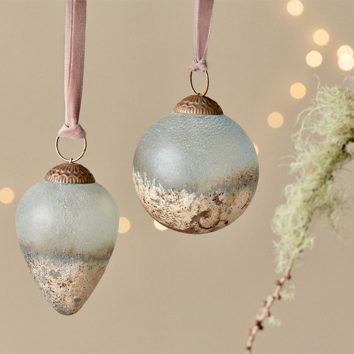 Ngolo Recycled Glass Baubles - Aged Smoke - Set of 4