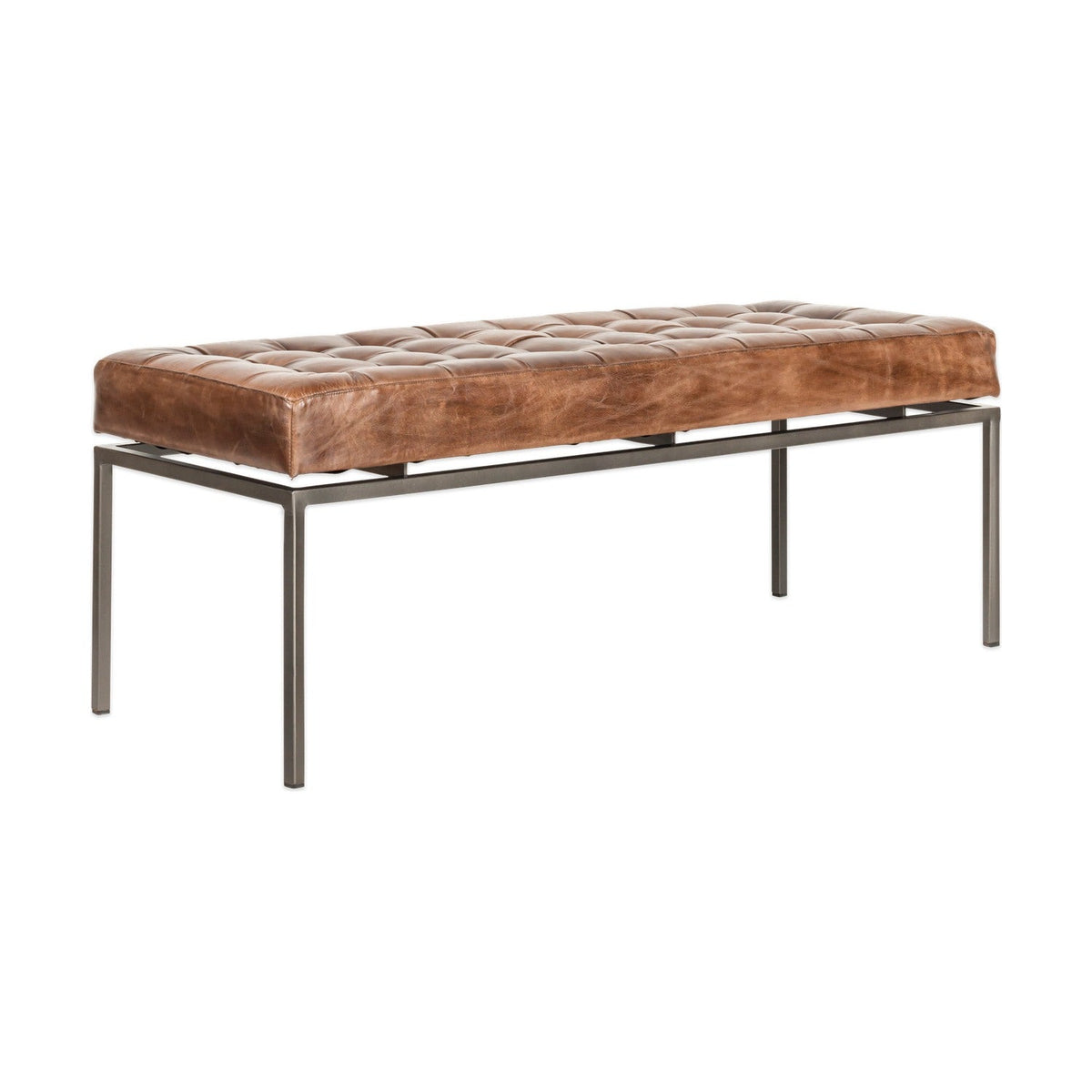 Nasan Leather Upholstered Bench - Brown