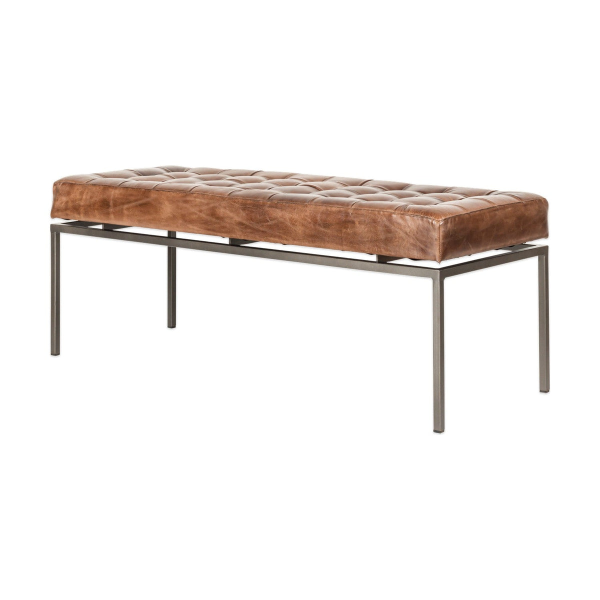 Nasan Leather Upholstered Bench - Brown