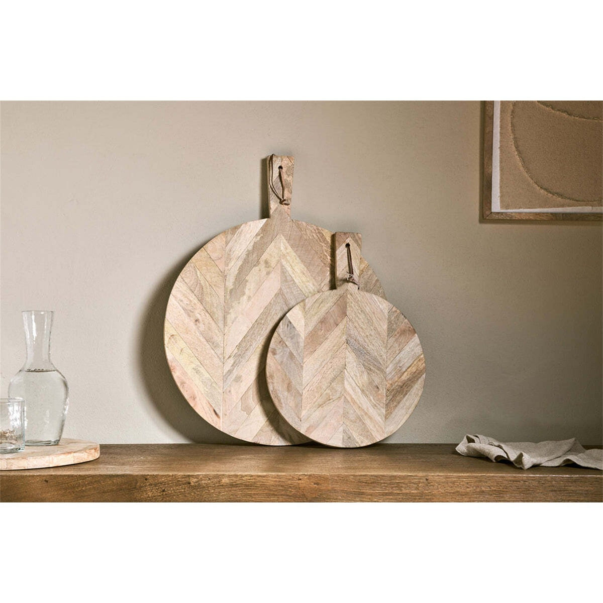 Nalbari Small Round Mango Wood Pizza Board - Natural