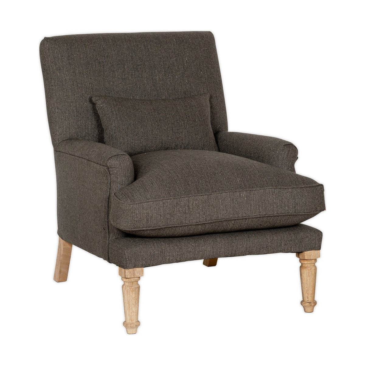 Nalla Herringbone Wool Armchair - Charcoal