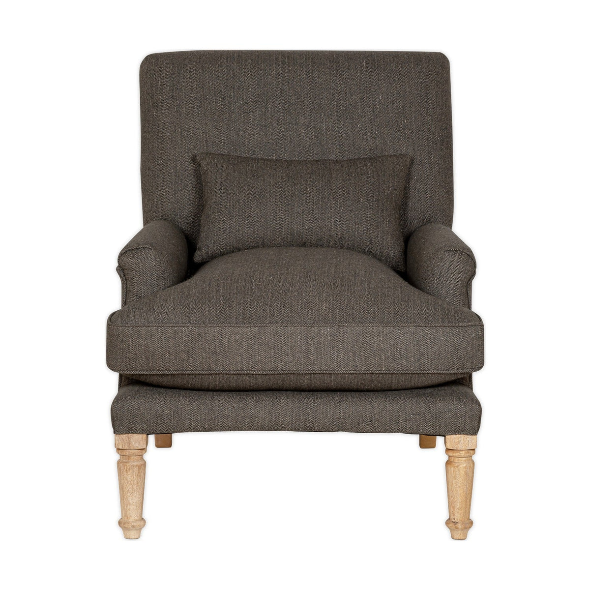 Nalla Herringbone Wool Armchair - Charcoal