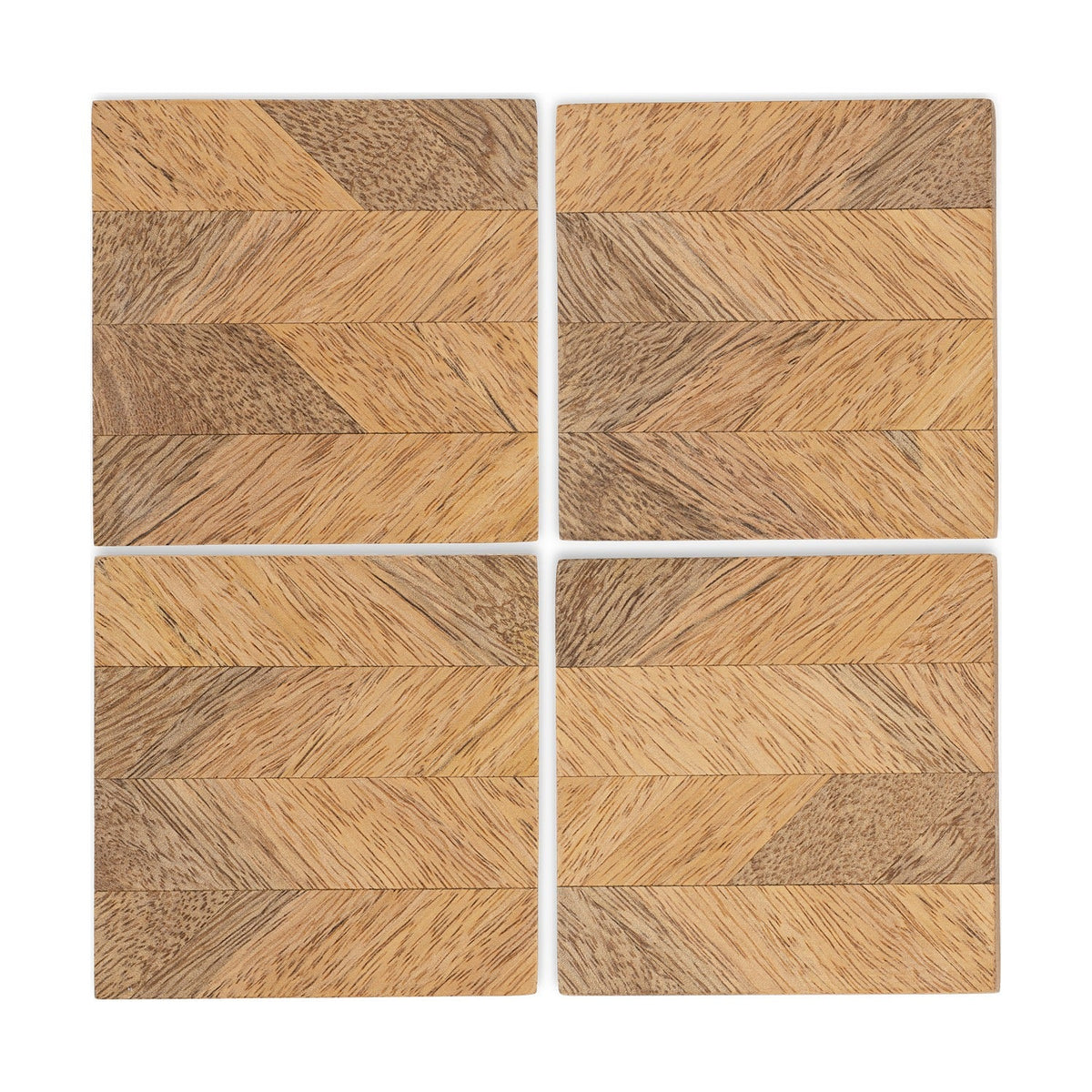 Nalbari Mango Wood Coasters - Natural - Set of 4
