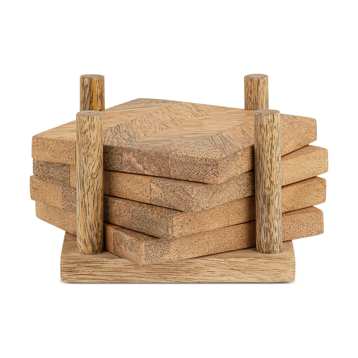 Nalbari Mango Wood Coasters - Natural - Set of 4