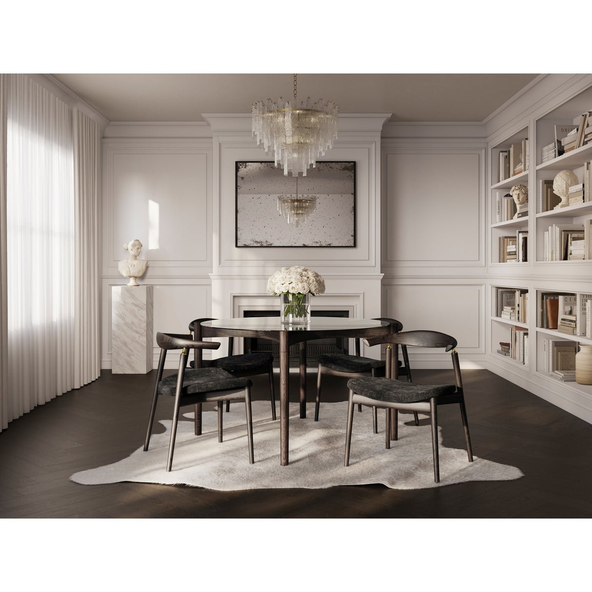 Ned Dining Table - Clear with Chocolate