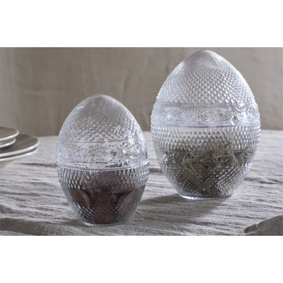 Essan Large Opening Glass Easter Egg Decoration - Clear