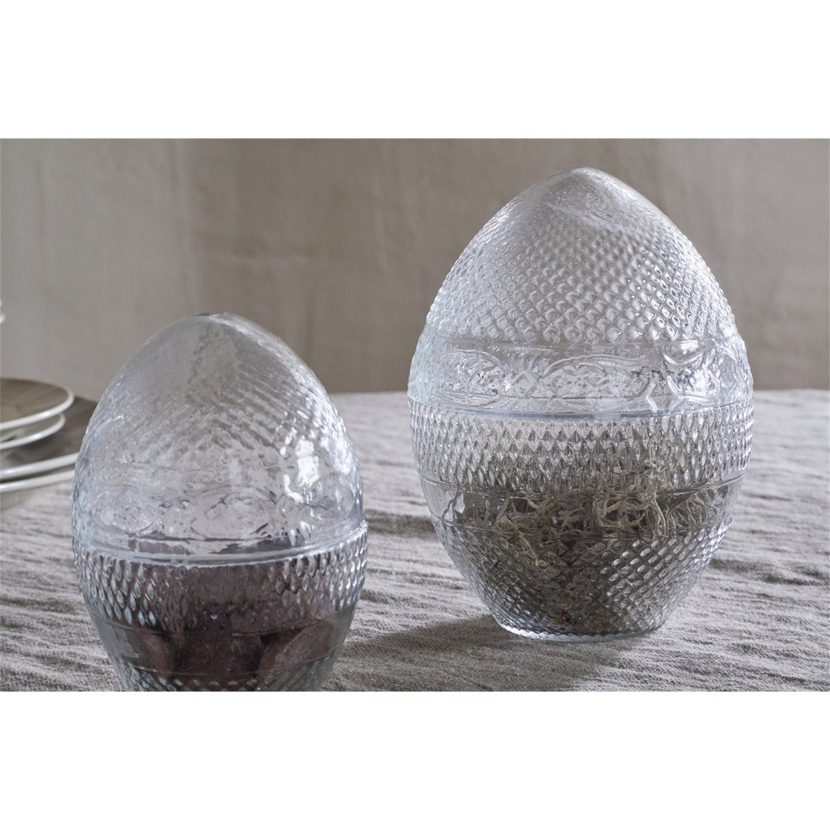 Essan Large Opening Glass Easter Egg Decoration - Clear