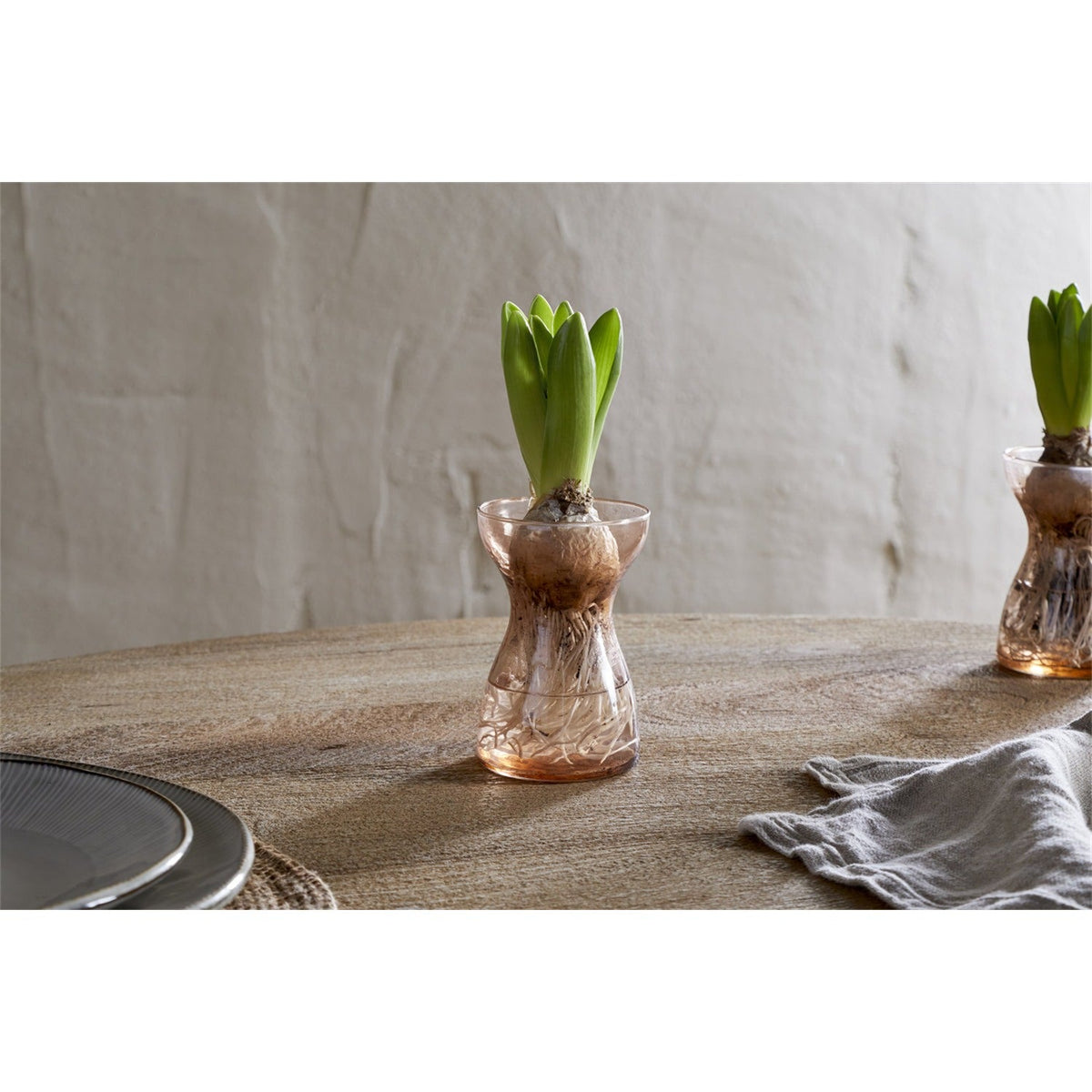 Enir Hammered Hyacinth Glass Vase - Dusty Terracotta