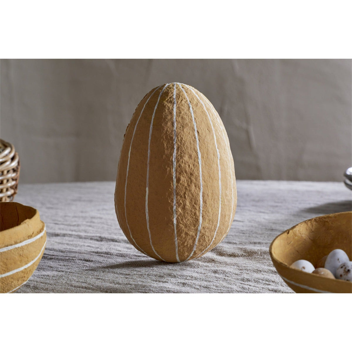 Surya Opening Egg Easter Decoration - Ochre & Cream