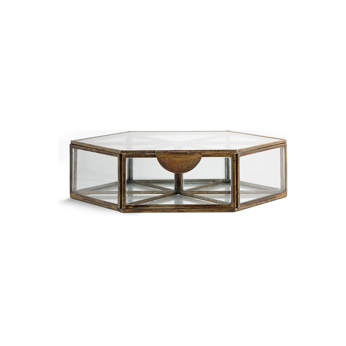 Sitara Large Glass Jewellery Box - Antique Brass