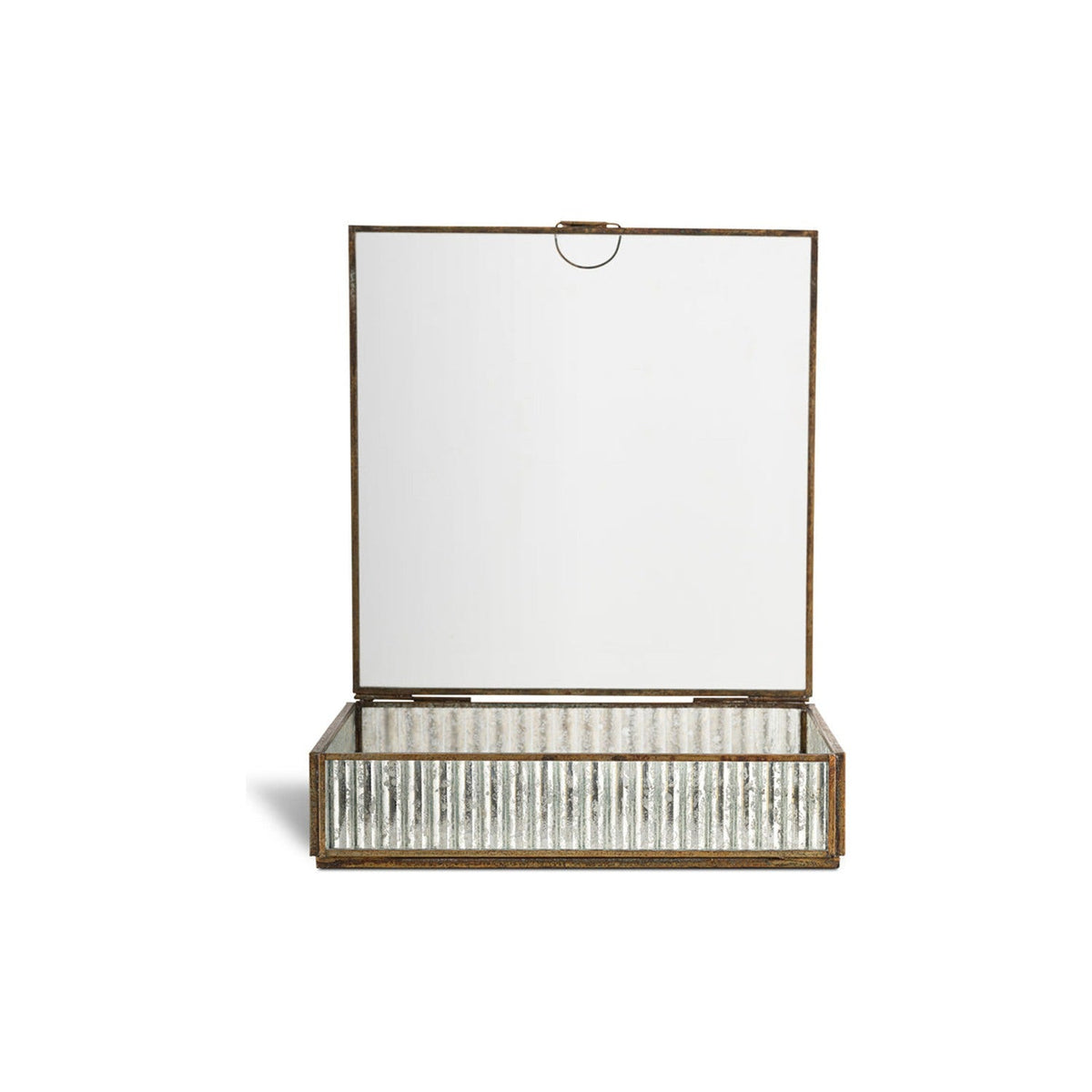 Malita Ribbed Glass Jewellery Box - Antique Brass