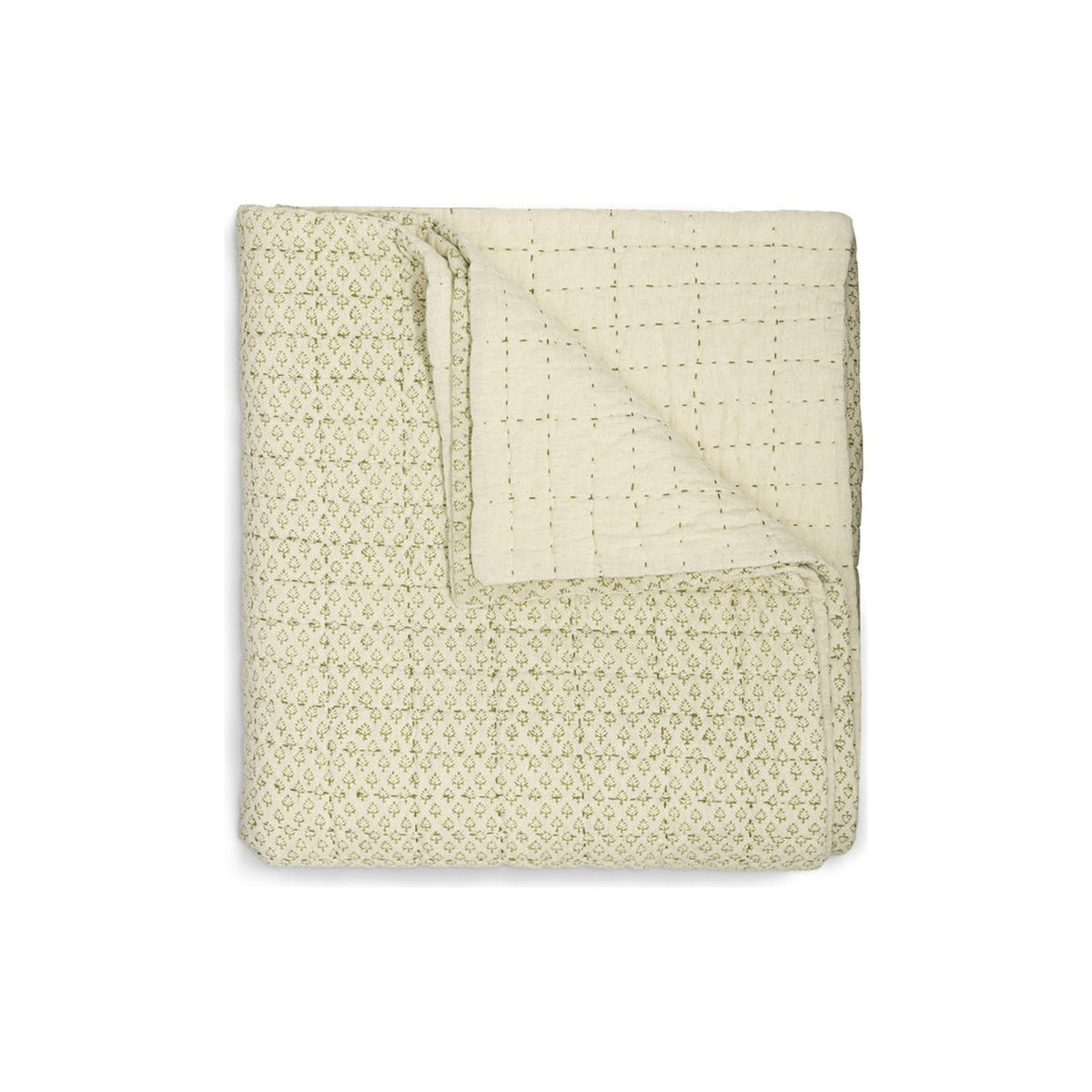 Peplu 220 x 240cm Cotton Quilted Bedspread - Sage Green