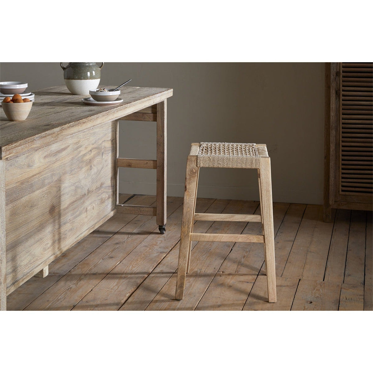 Aamani 70cm Backless Cord Counter Stool - Natural
