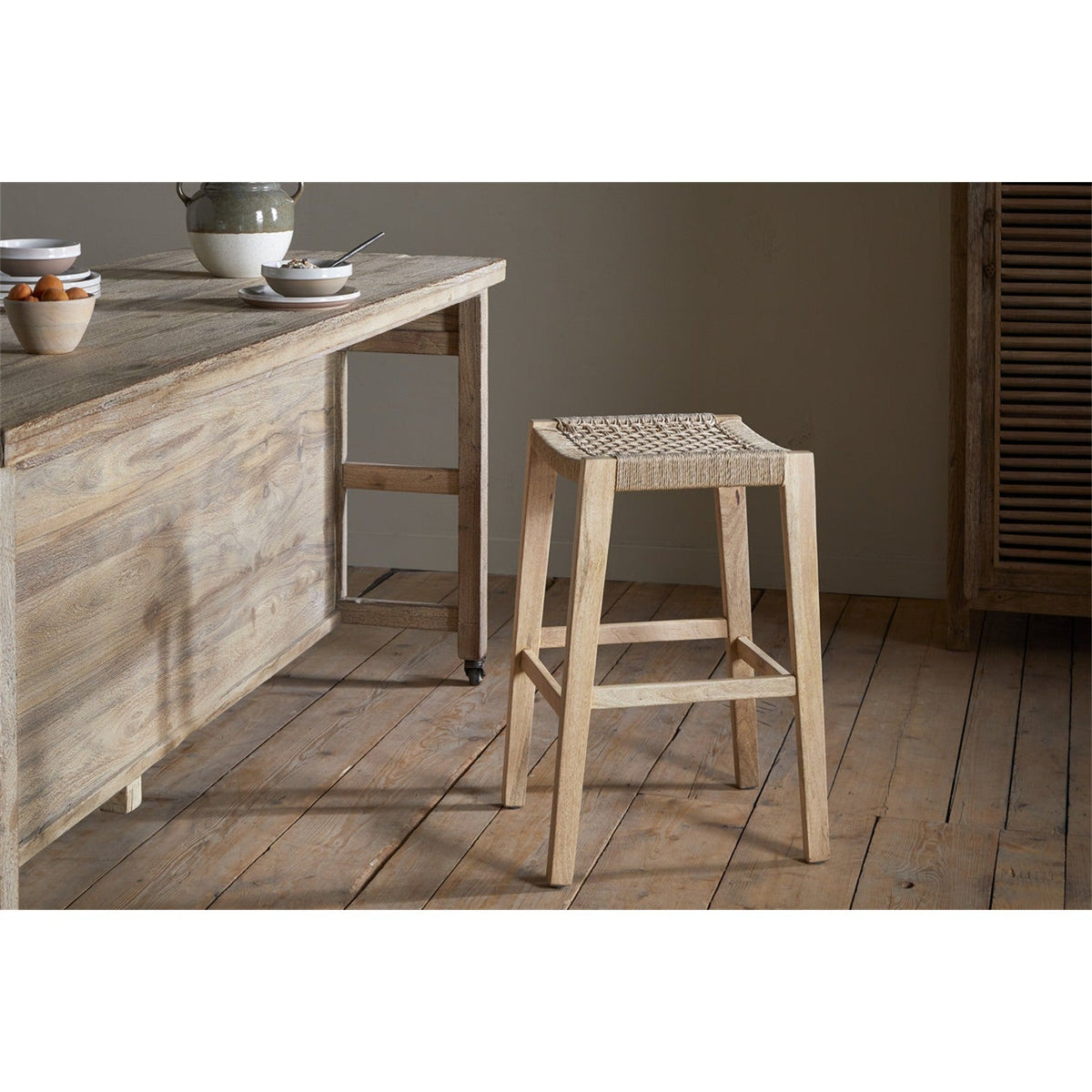 Aamani 70cm Backless Cord Counter Stool - Natural