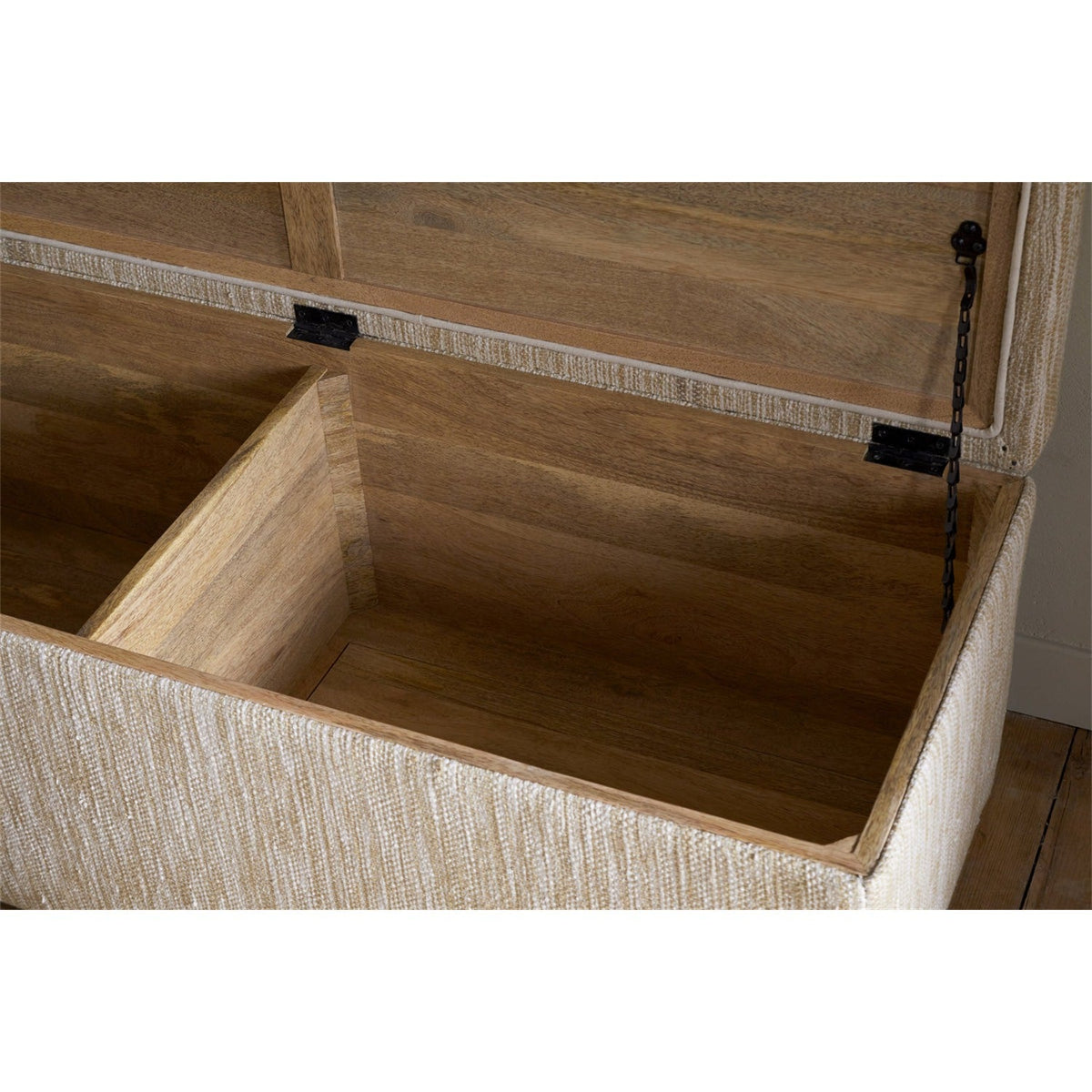 Aranya Cotton & Jute Upholstered Storage Bench - Natural
