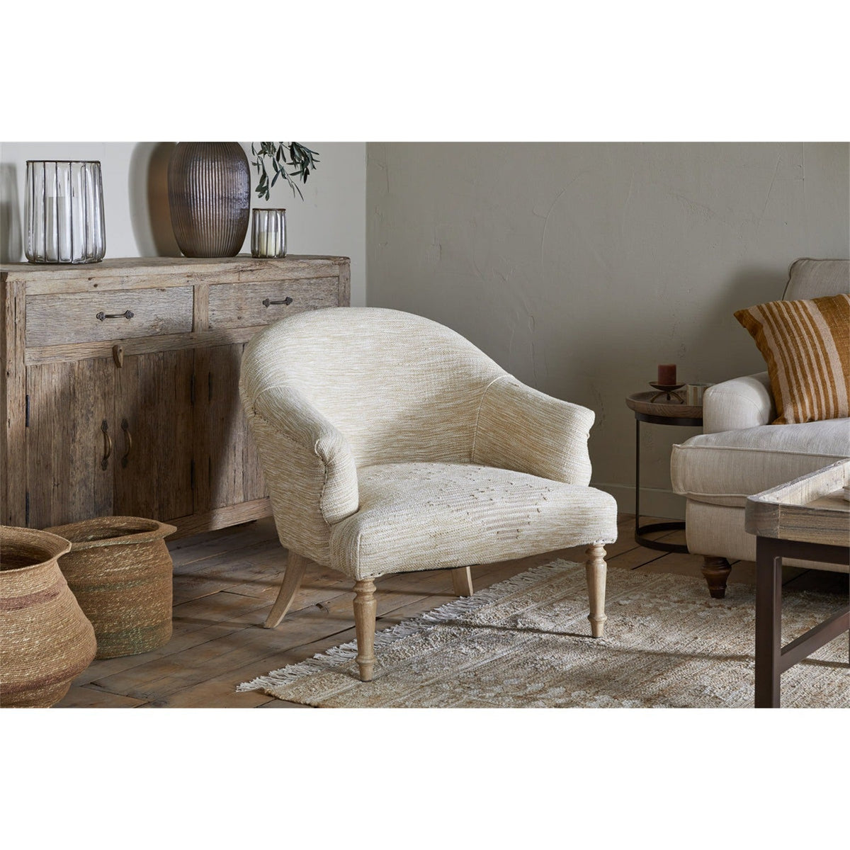 Aranya Cotton & Jute Kilim Armchair - Natural