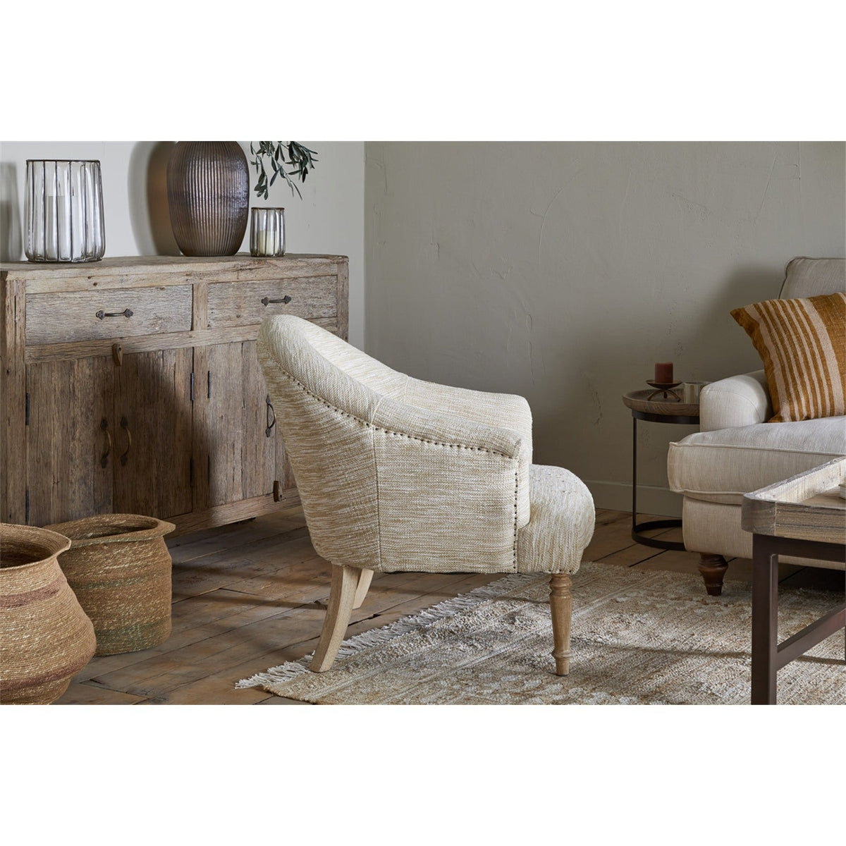Aranya Cotton & Jute Kilim Armchair - Natural