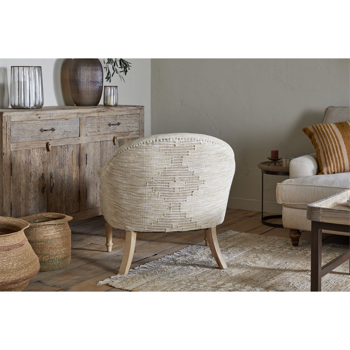 Aranya Cotton & Jute Kilim Armchair - Natural