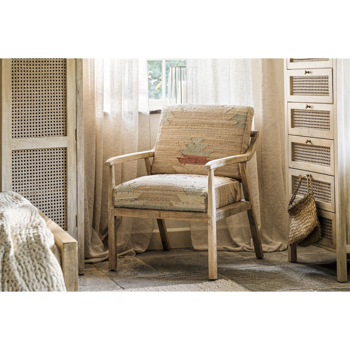 Kavya Kilim Occasional Armchair - Natural