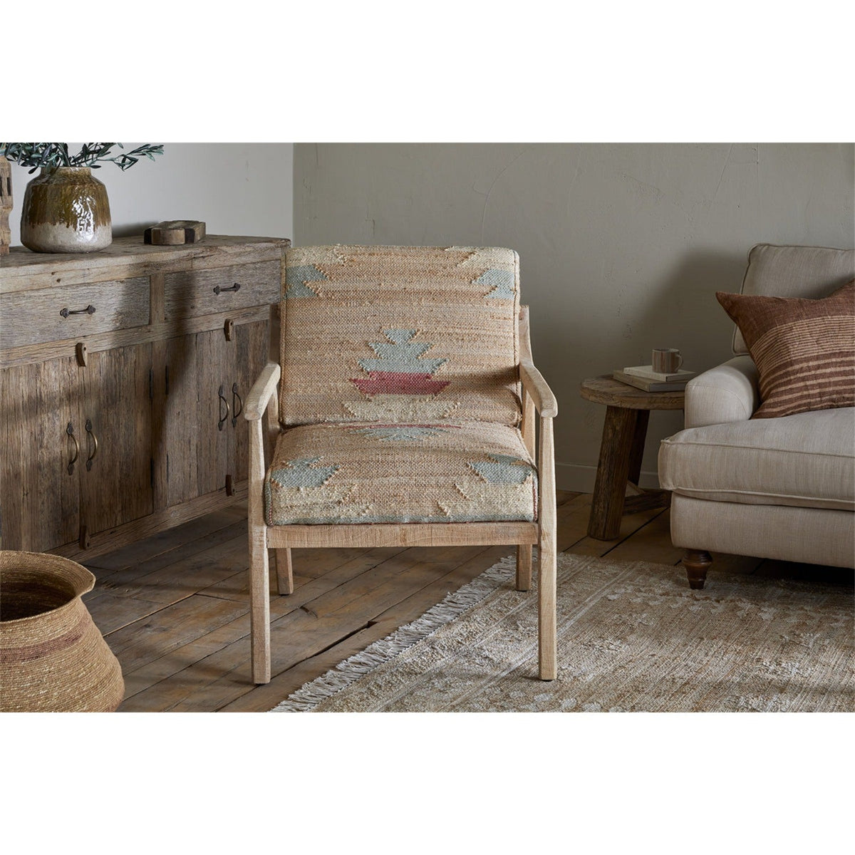Kavya Kilim Occasional Armchair - Natural