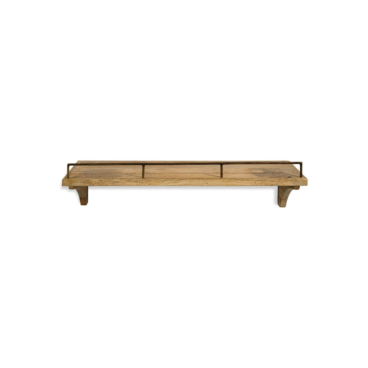 Meera Small Mango Wood & Iron Wall Shelf - Natural