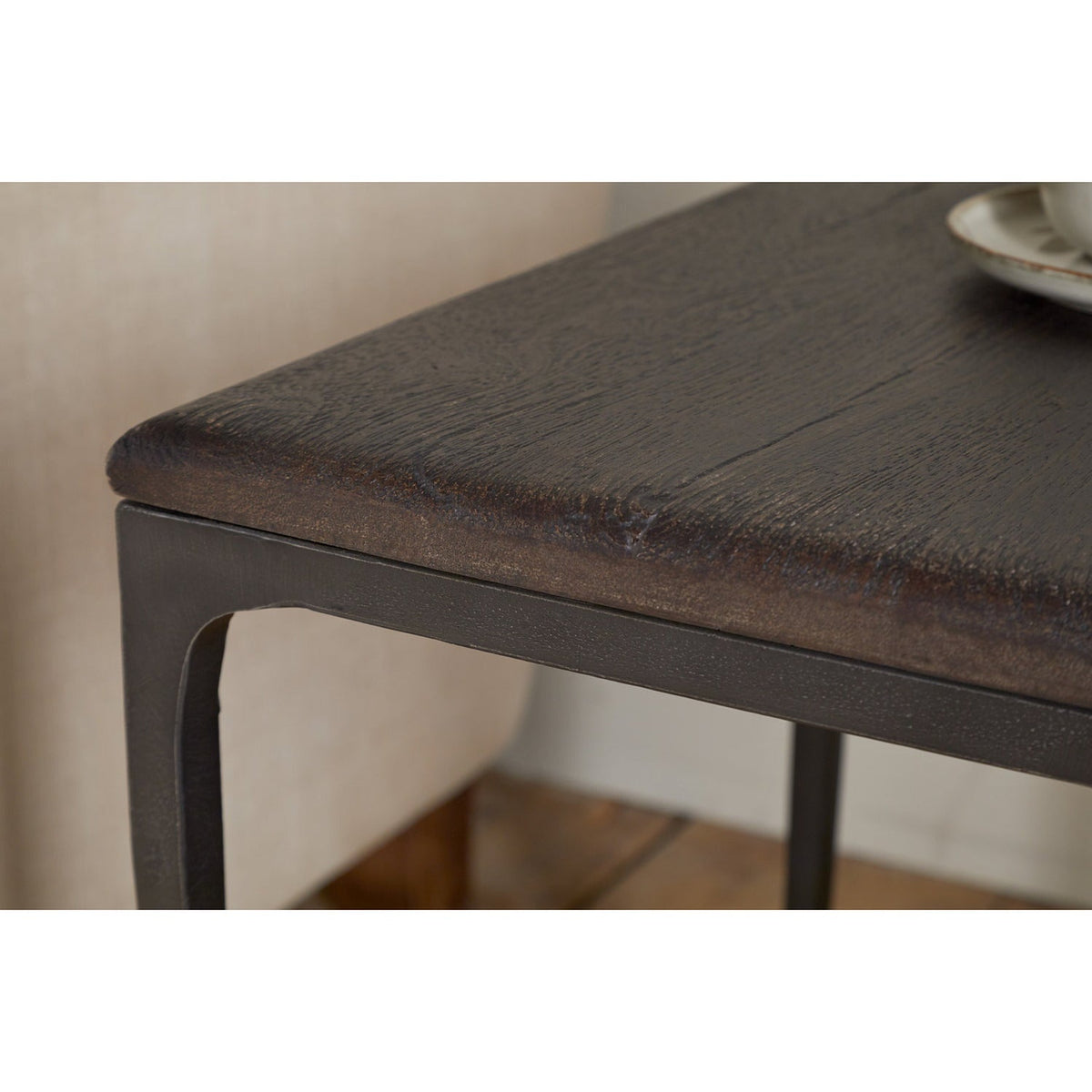 Sita Reclaimed Wood & Iron Side Table - Chocolate Brown