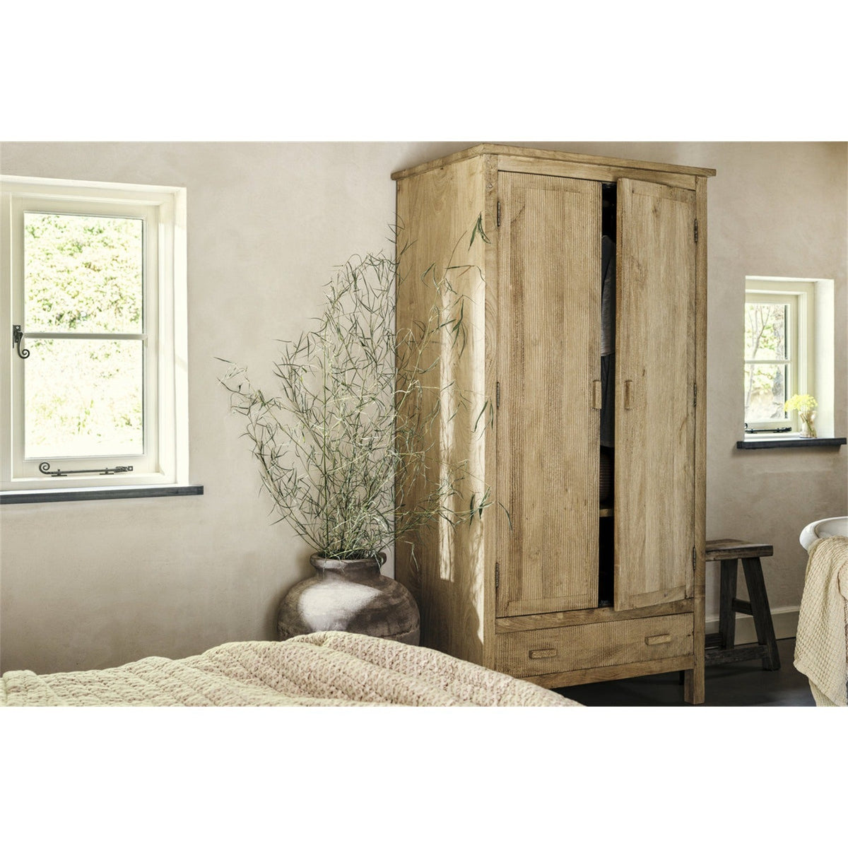 Vivan Grooved Wardrobe - Natural