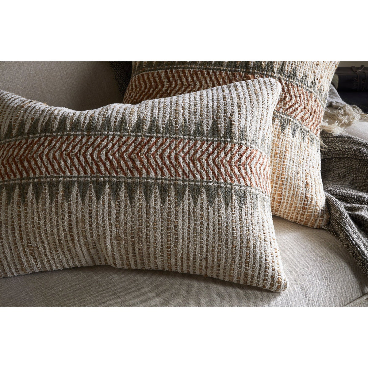 Zairya 50 x 50cm Jute Cushion Cover - Natural & Rust