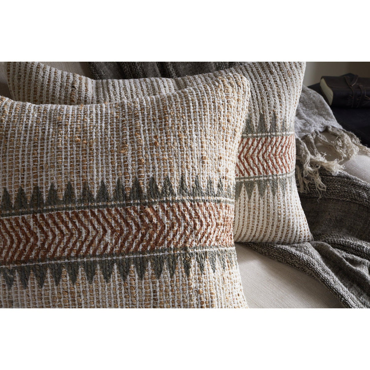 Zairya 50 x 50cm Jute Cushion Cover - Natural & Rust