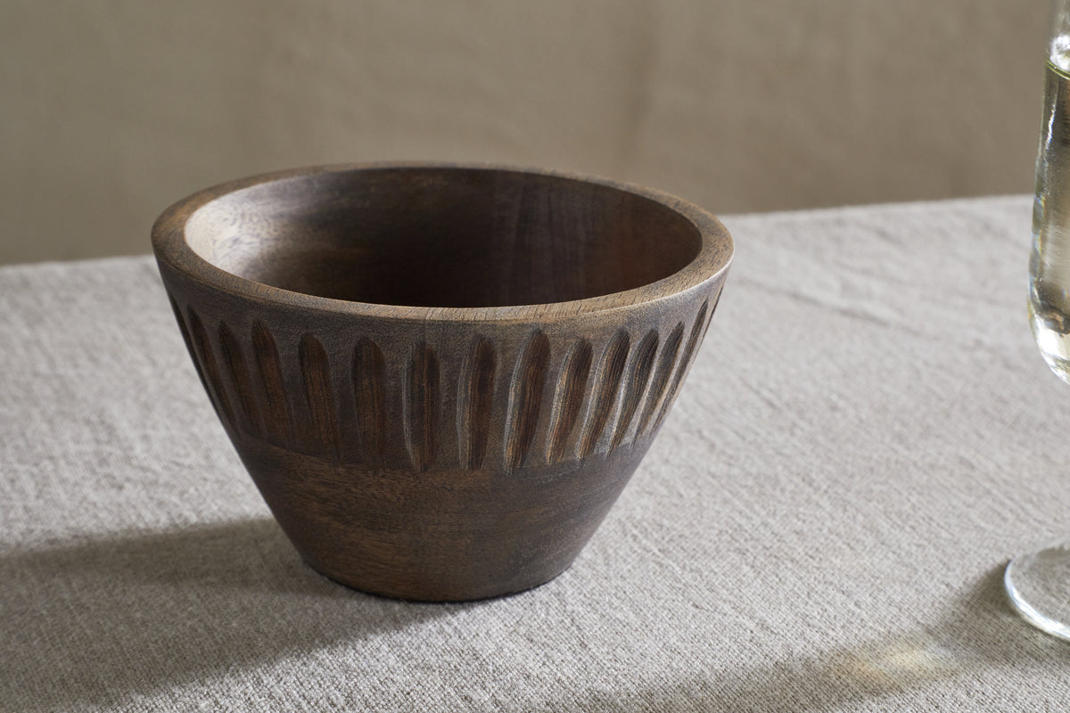 Eisha Small Mango Wood Serving Bowl - Brown