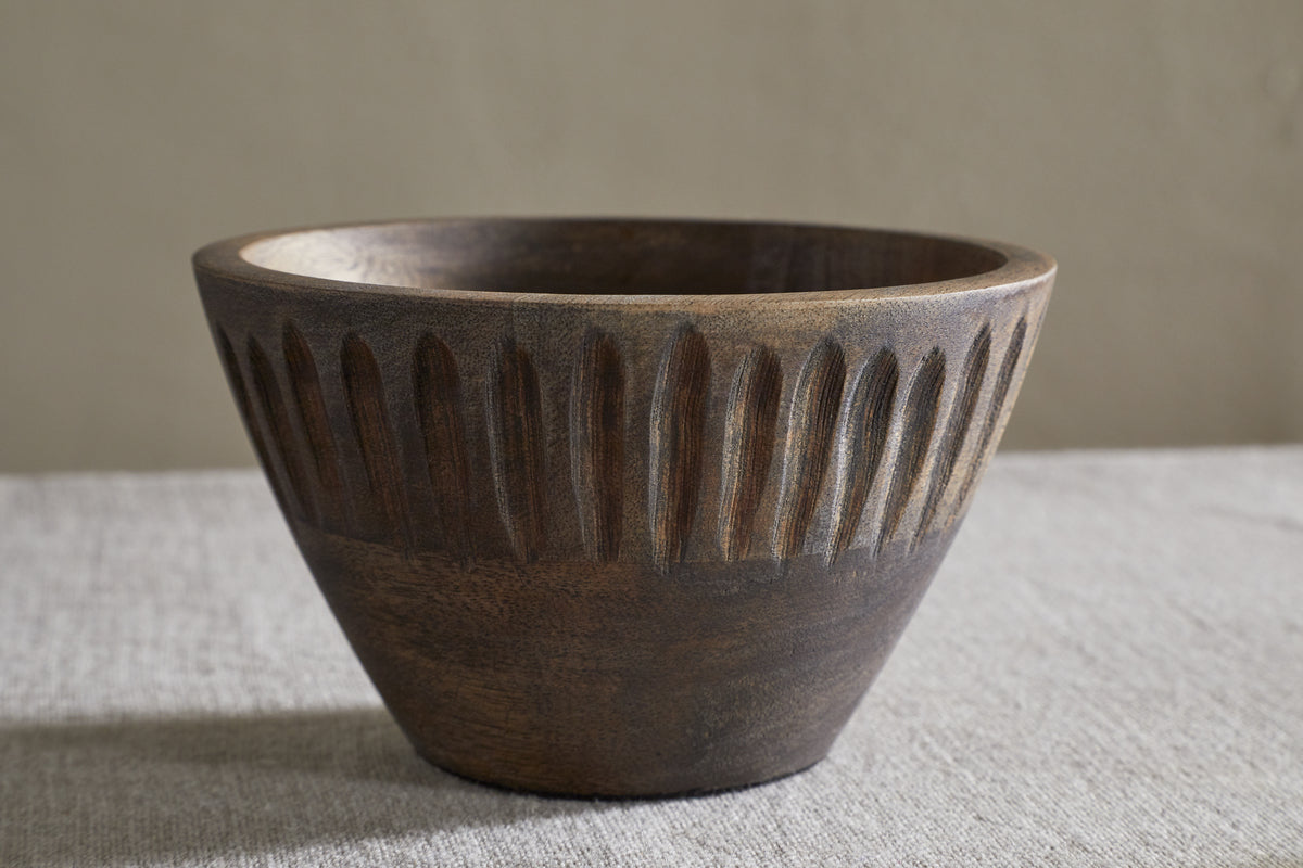 Eisha Small Mango Wood Serving Bowl - Brown
