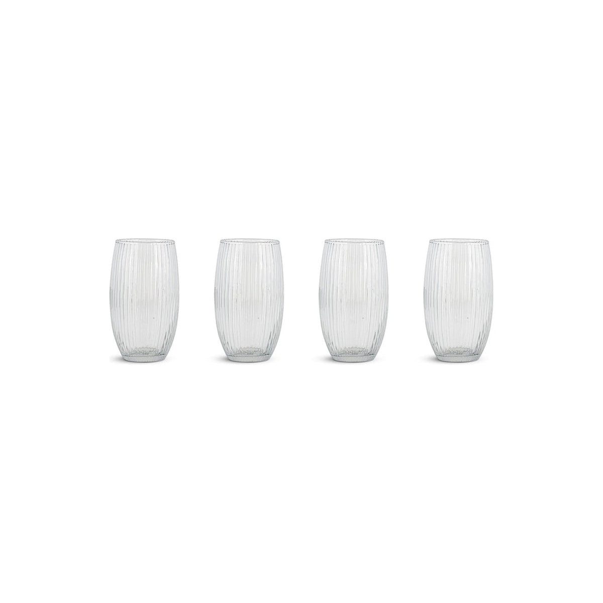 Otuba Ribbed Highball Tumblers - Clear - Set of 4