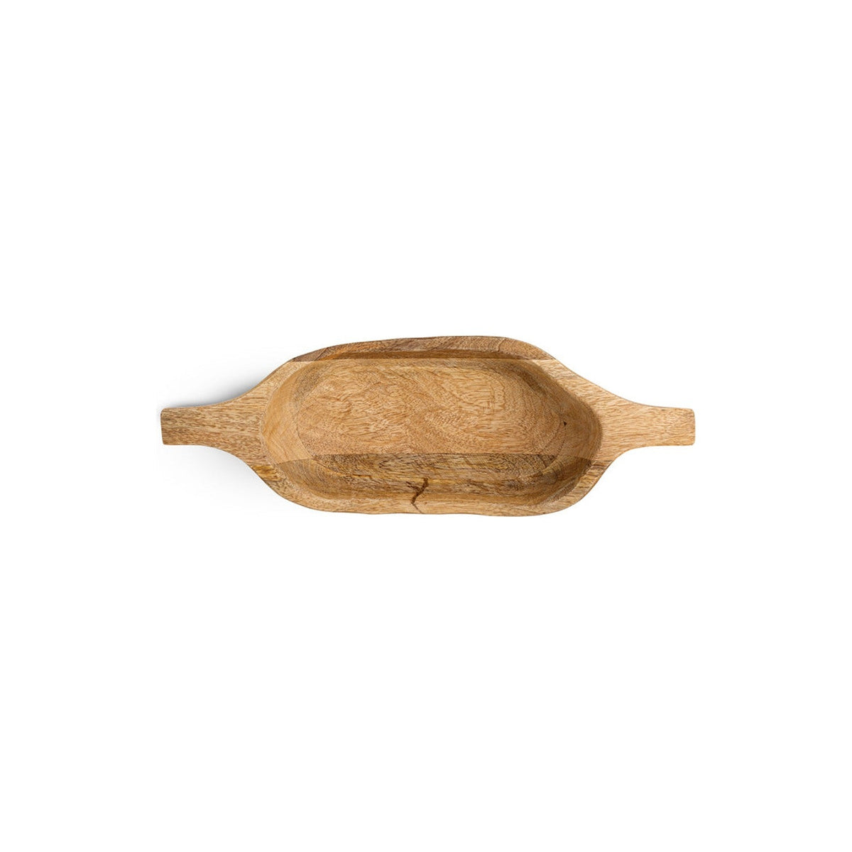 Naashta Large Handled Mango Wood Serving Bowl - Natural