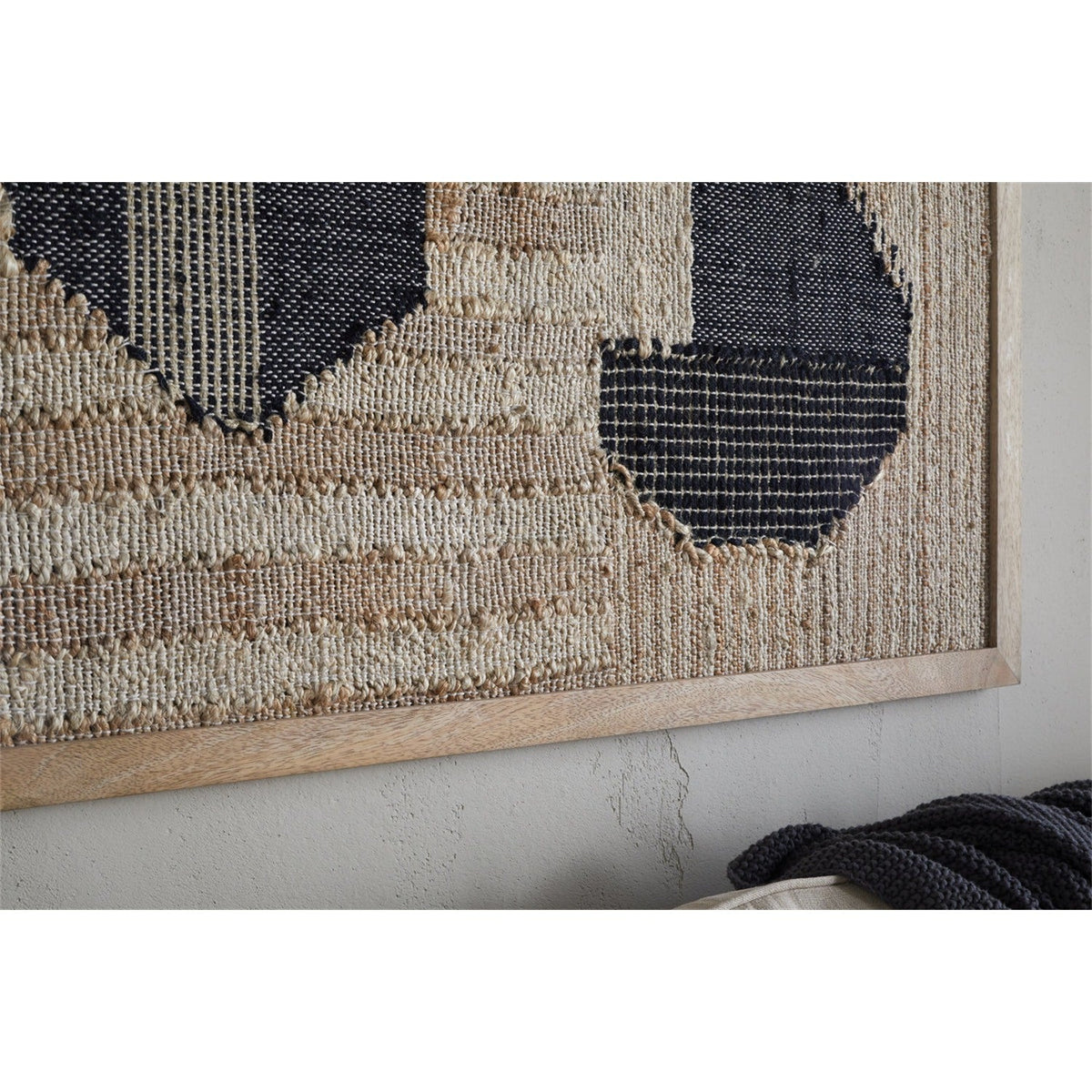 Kiran Textured Wall Art - Natural & Dark Blue
