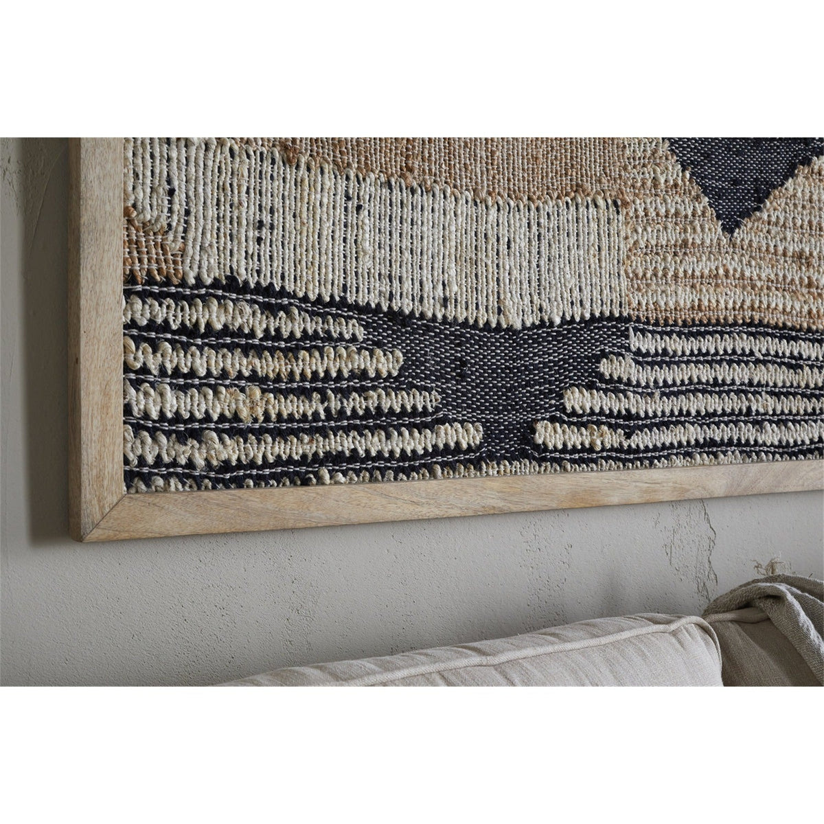 Birala Large Textured Wall Art - Natural & Dark Blue