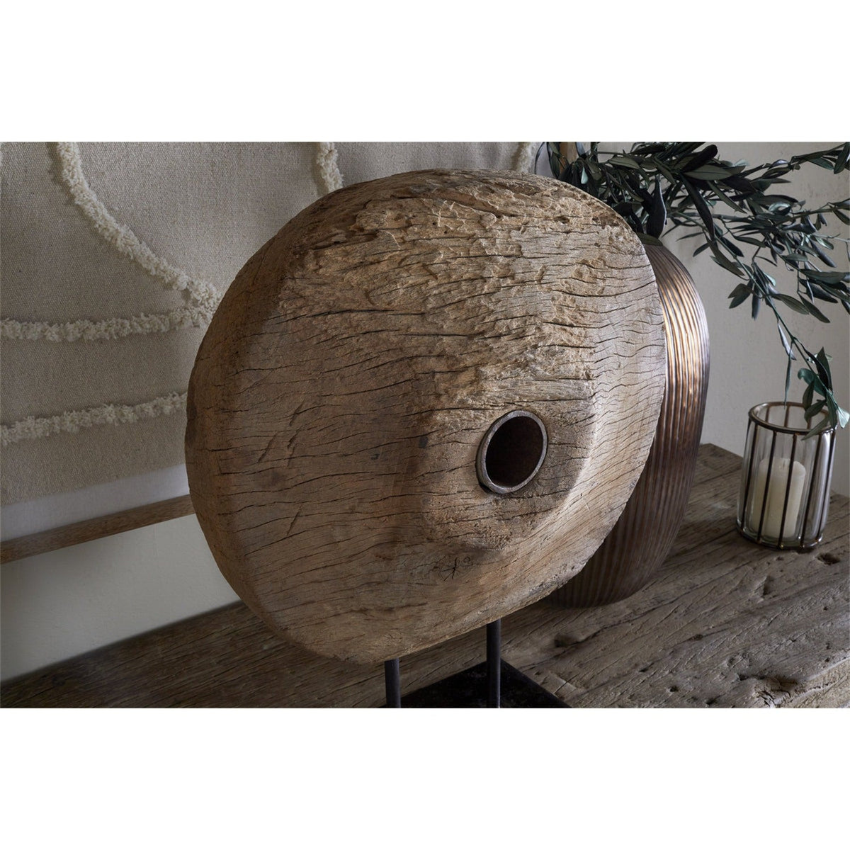 Cala Reclaimed Wood Objet on Stand - Natural
