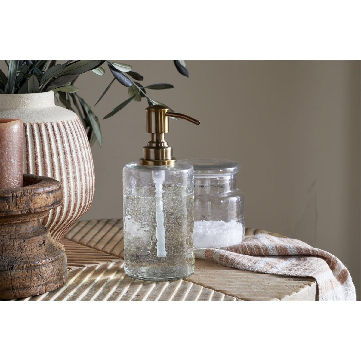 Ilcoso Recycled Hammered Glass Soap Dispenser - Clear
