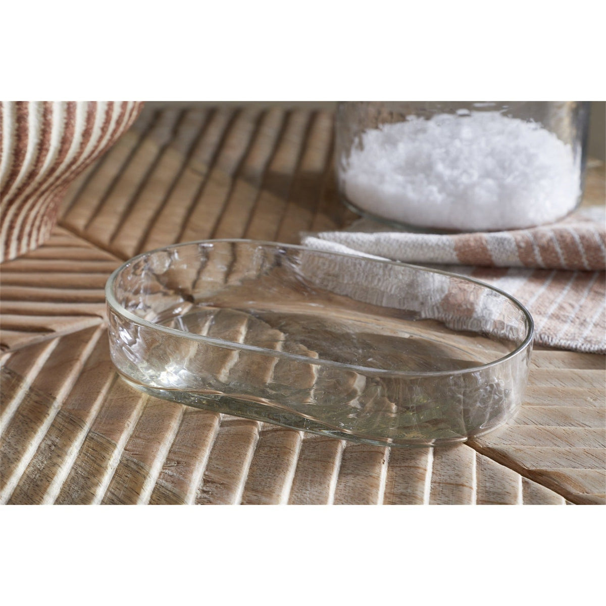 Ilcoso Recycled Hammered Glass Soap Dish - Clear